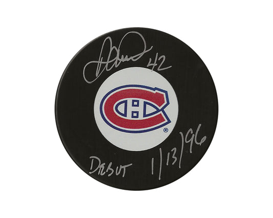 Darcy Tucker Autographed Montreal Canadiens Autograph Model Puck Inscribed "Debut 1/13/96"