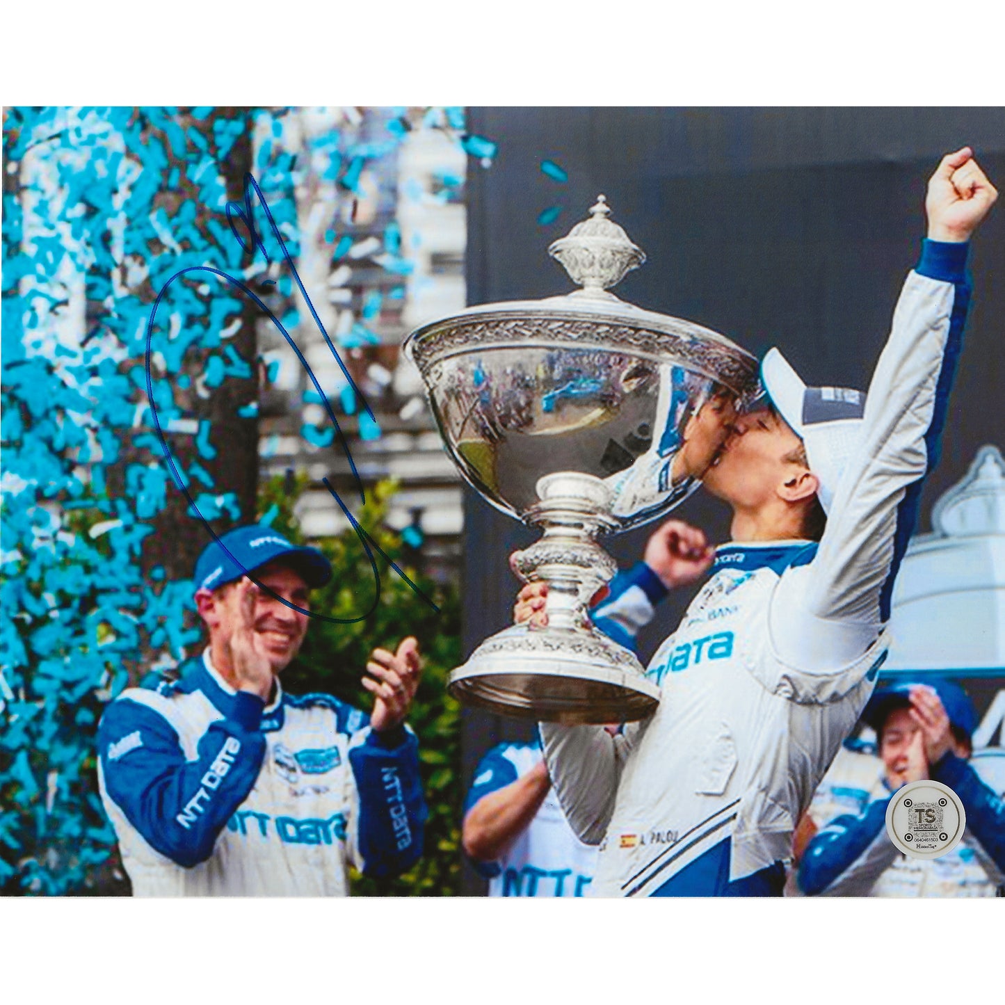 Alex Palou Autographed 2021 IndyCar Championship Celebration 8x10 Photo