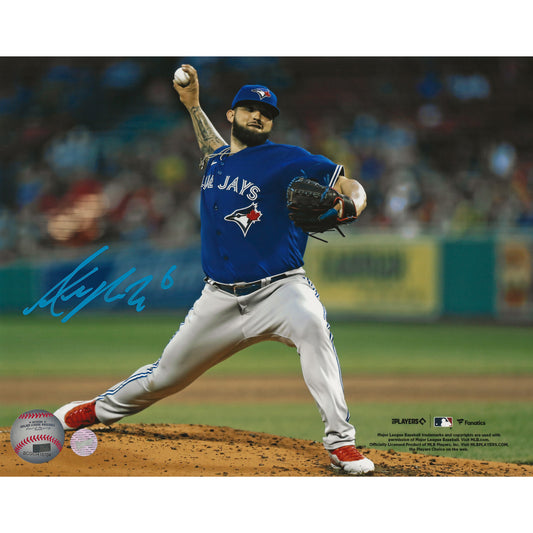 Alek Manoah Autographed Toronto Blue Jays Throwing Front View 8x10 Photo