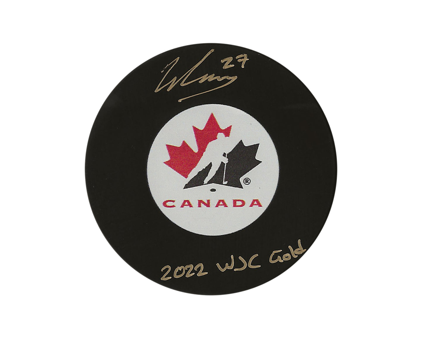 Will Cuylle Autographed Team Canada Autograph Model Puck Inscribed "2022 WJC Gold"