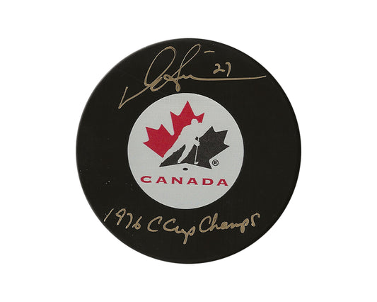 Darryl Sittler Autographed Team Canada Autograph Model Puck Inscribed "1976 C Cup Champs"