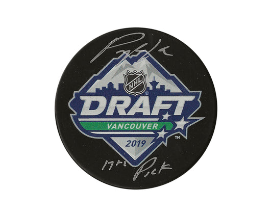 Peyton Krebs Autographed 2019 NHL Draft Puck Inscribed "17th Pick"