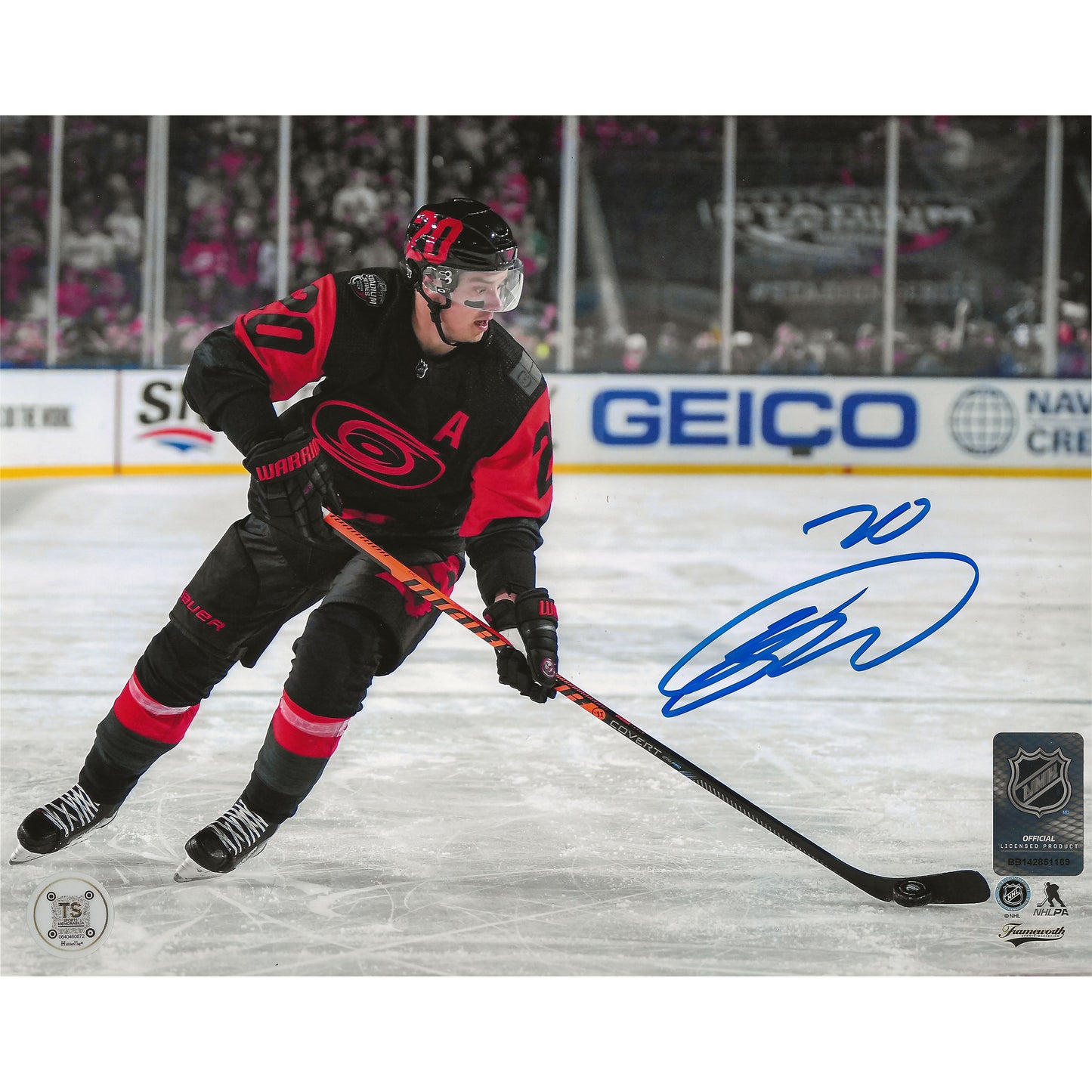 Sebastian Aho Autographed Carolina Hurricanes 2023 Stadium Series 8x10 Photo