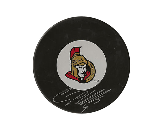 Chris Phillips Autographed Ottawa Senators Vintage Autograph Model Puck