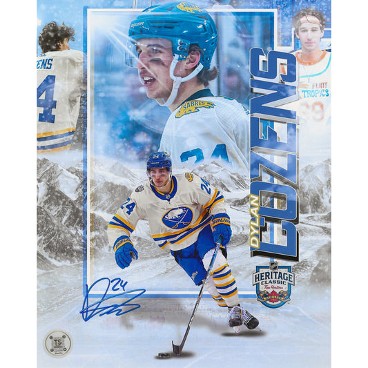 Dylan Cozens Autographed Buffalo Sabres 2022 Heritage Classic Artwork 8x10 Photo