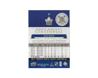 Bobby Baun Autographed 2017 Upper Deck Toronto Maple Leafs Centennial #37 Hockey Card