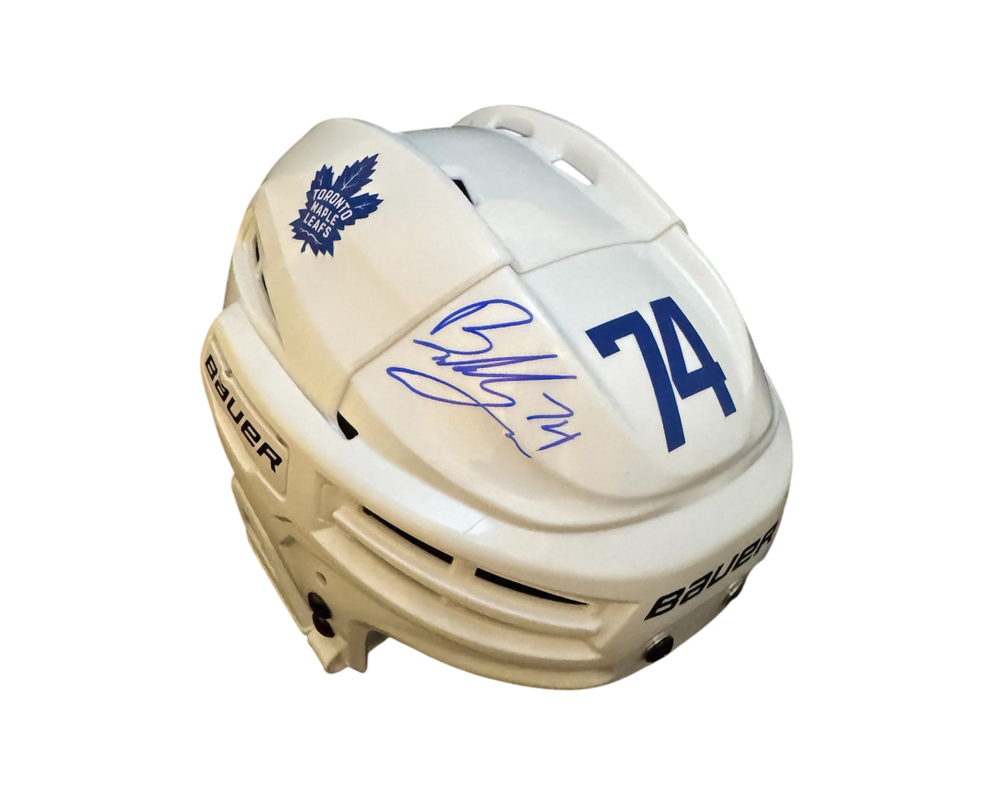 Bobby McMann Autographed Toronto Maple Leafs White Bauer Replica Helmet