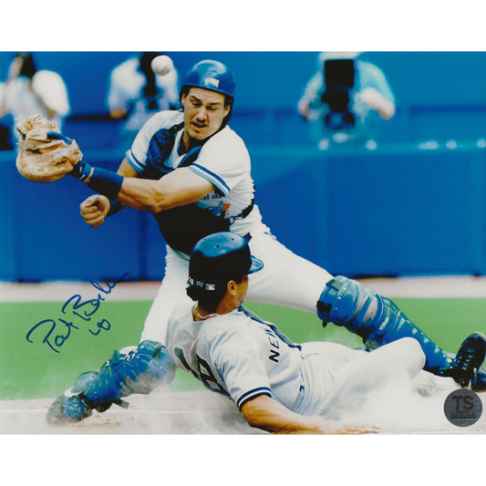 Pat Borders Autographed Toronto Blue Jays Catching 8x10 Photo