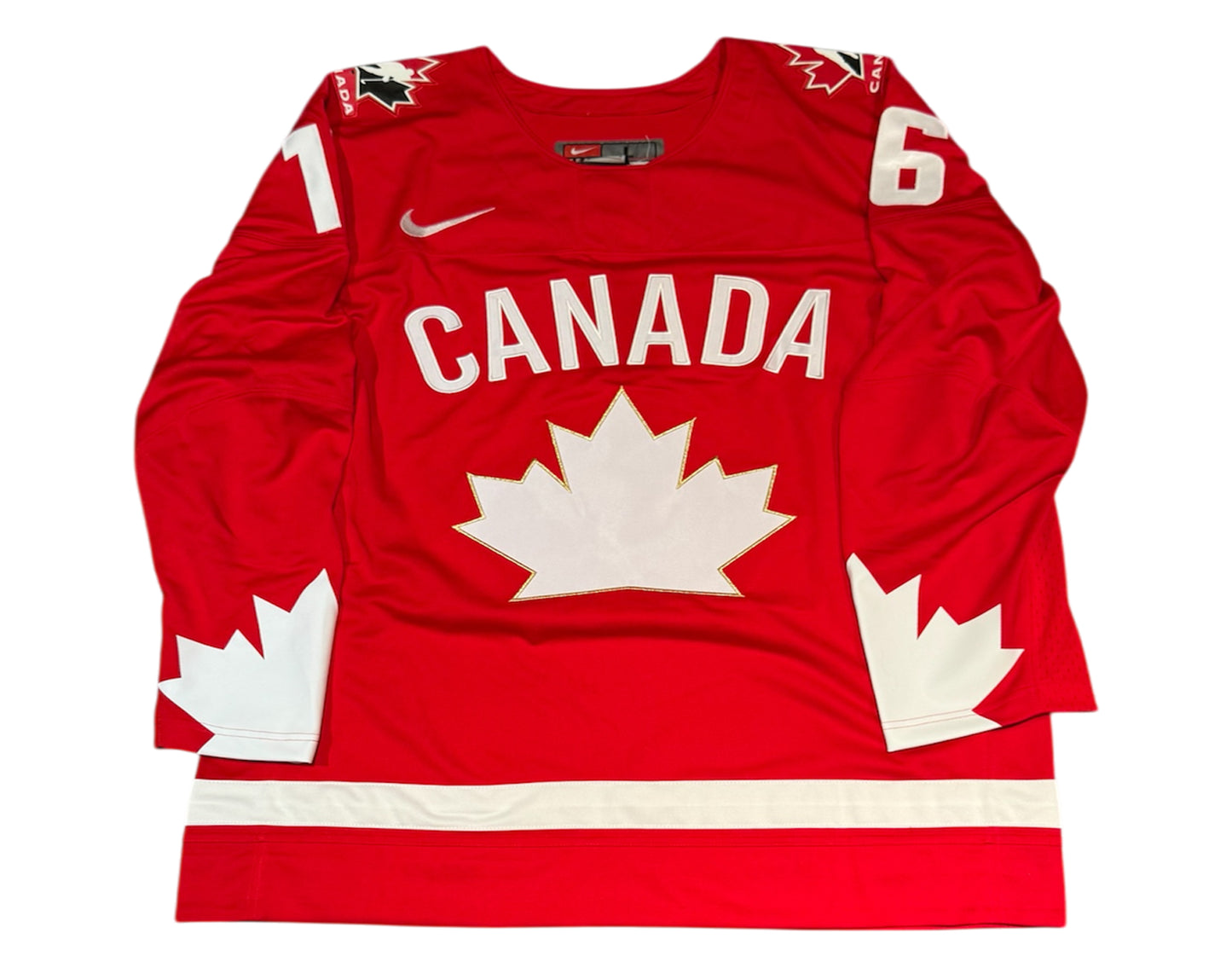 Connor Bedard Autographed Team Canada Heritage Red Nike Jersey Inscribed "4 Goals 1 Game"