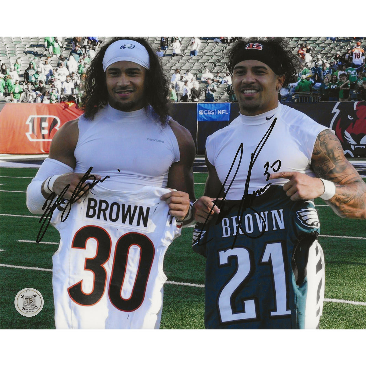 Chase Brown & Sydney Brown Autographed Jersey Swap 8x10 Photo