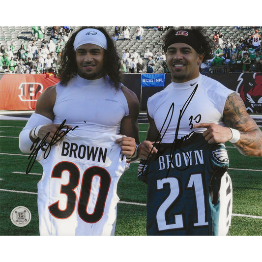 Chase Brown & Sydney Brown Autographed Jersey Swap 8x10 Photo