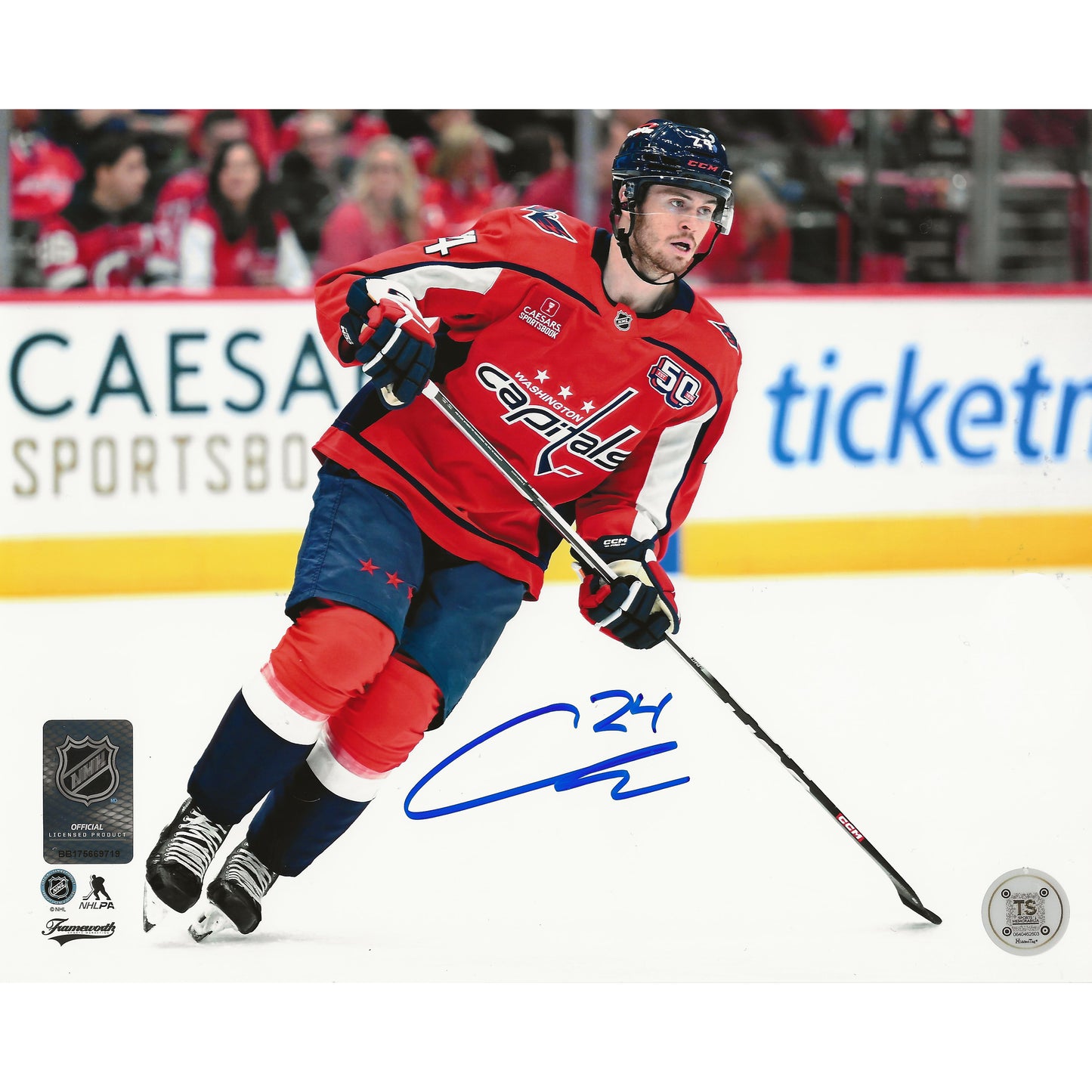 Connor McMichael Autographed Washington Capitals Head-Up 8x10 Photo