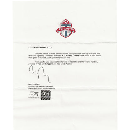 Markus Cimermancic Autographed & Player-Worn 2024 Toronto FC Adidas Pride Jersey