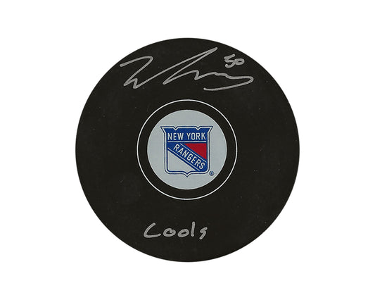 Will Cuylle Autographed New York Rangers Autograph Model Puck Inscribed "Cools"