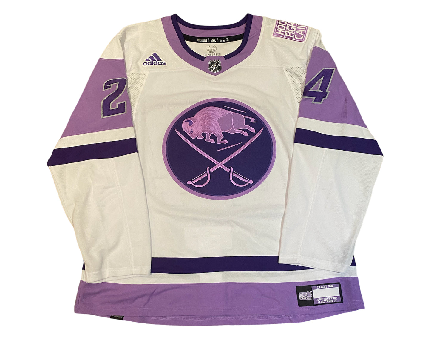 Dylan Cozens Autographed Buffalo Sabres HFC Adidas Jersey Inscribed "Hockey Fights Cancer"