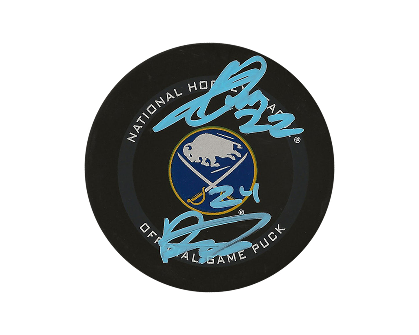 Jack Quinn & Dylan Cozens Autographed Buffalo Sabres Official Game Puck