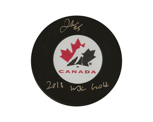 Jordan Kyrou Autographed Team Canada Autograph Model Puck Inscribed "2018 WJC Gold"