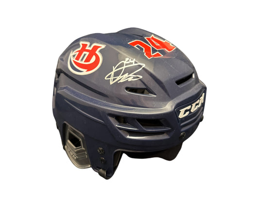 Dylan Cozens Autographed Lethbridge Hurricanes Navy Blue CCM Replica Helmet