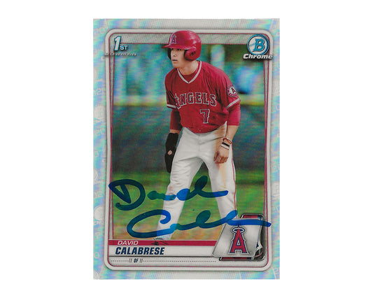 David Calabrese Autographed 2020 Bowman Chrome Draft Refractor #BD-103 1st Rookie Baseball Card Inscribed Full Name