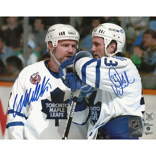 Wendel Clark & Doug Gilmour Autographed Toronto Maple Leafs Talking on Ice 8x10 Photo