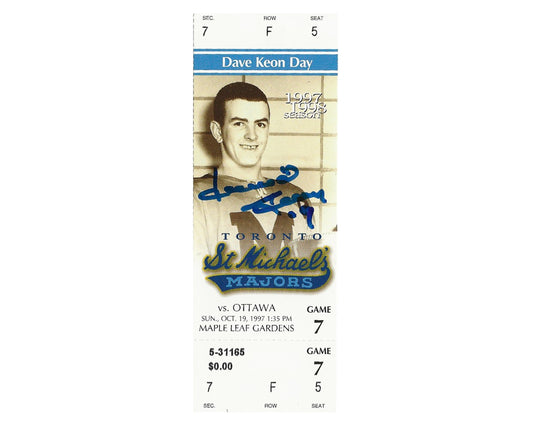 Dave Keon Autographed St. Michael's Majors Retirement Night Ticket Stub