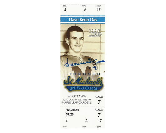 Dave Keon Autographed St. Michael's Majors Retirement Night Ticket Stub