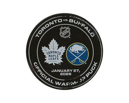 Rasmus Dahlin 1st NHL Hat Trick Game-Used Warm-Up Puck