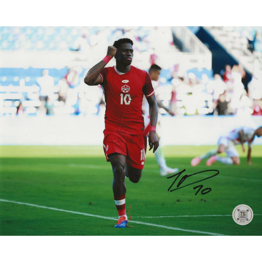 Jonathan David Autographed Canada Men's National Team Goal Celebration 8x10 Photo