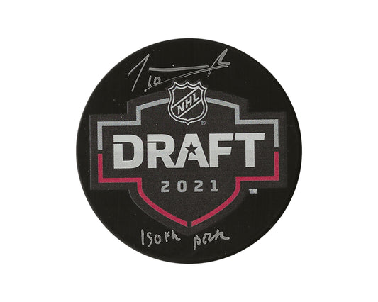 Joshua Roy Autographed 2021 NHL Draft Puck Inscribed "150th Pick"