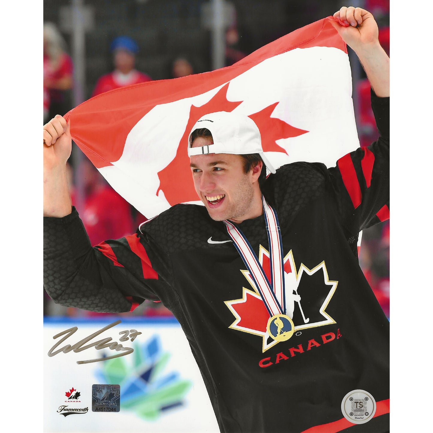 Will Cuylle Autographed Team Canada 2022 World Juniors Gold Celebration 8x10 Photo