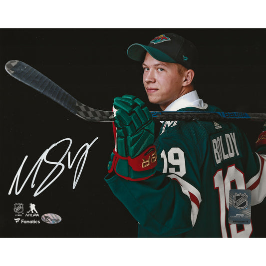 Matthew Boldy Autographed Minnesota Wild Draft Day 8x10 Photo