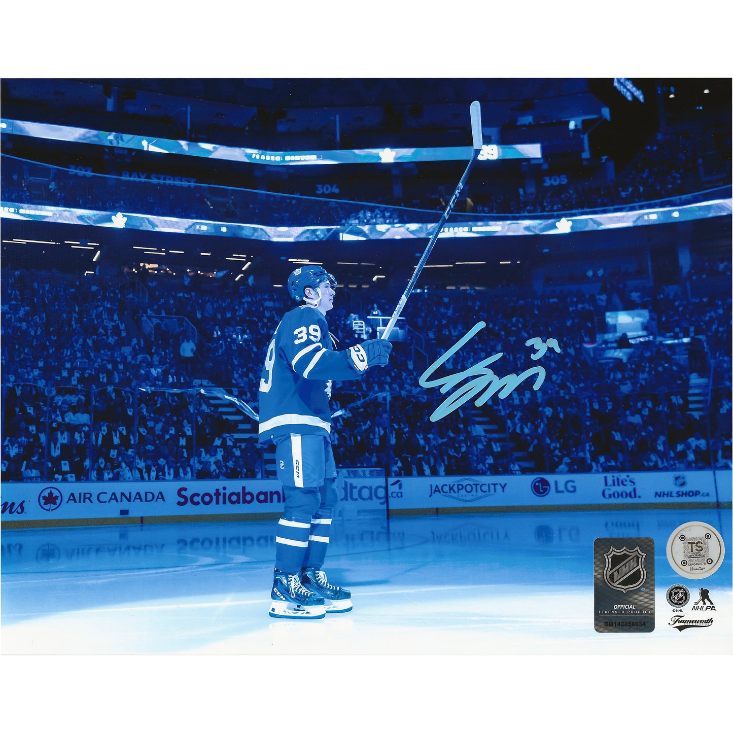 Fraser Minten Autographed Toronto Maple Leafs NHL Debut Introduction 8x10 Photo