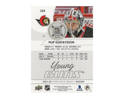 Filip Gustavsson Autographed 2021-22 Upper Deck Young Guns #248 Hockey Card