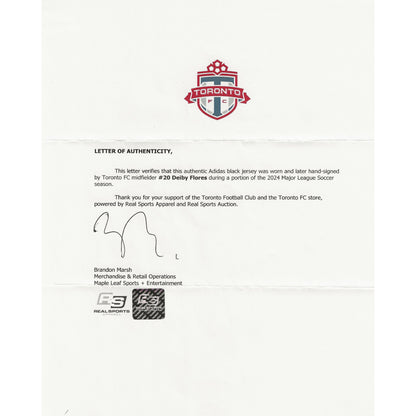 Deiby Flores Autographed & Game-Used Toronto FC Adidas Black Jersey