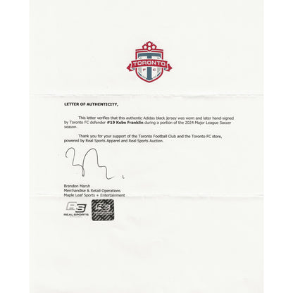 Kobe Franklin Autographed & Game-Used Toronto FC Adidas Black Jersey