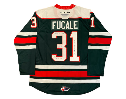 Zach Fucale Autographed Halifax Mooseheads Home Green CCM Replica Jersey Multi-Inscribed