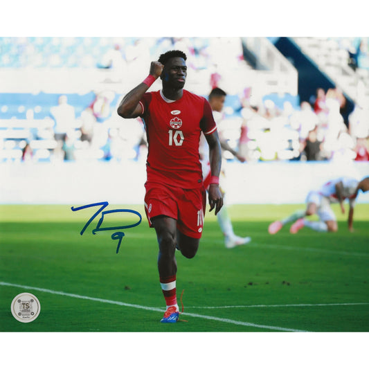Jonathan David Autographed Canada Men's National Team Goal Celebration 8x10 Photo