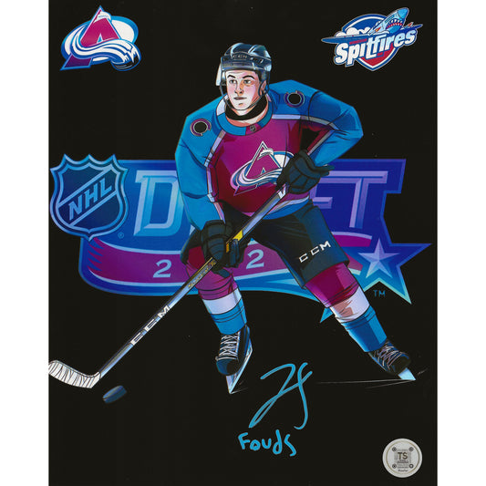 Jean-Luc Foudy Autographed Colorado Avalanche Artwork 8x10 Photo Inscribed "Fouds"