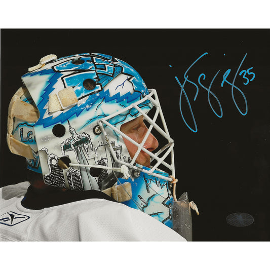 Jean-Sébastien Giguère Autographed Toronto Maple Leafs Mask Spotlight 8x10 Photo