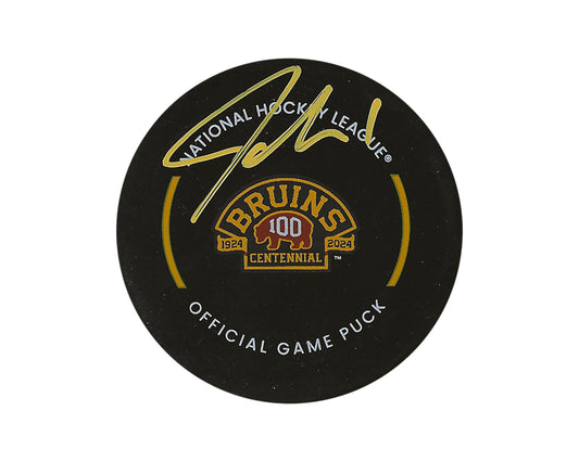 Jeremy Swayman Autographed Boston Bruins Official Game Puck