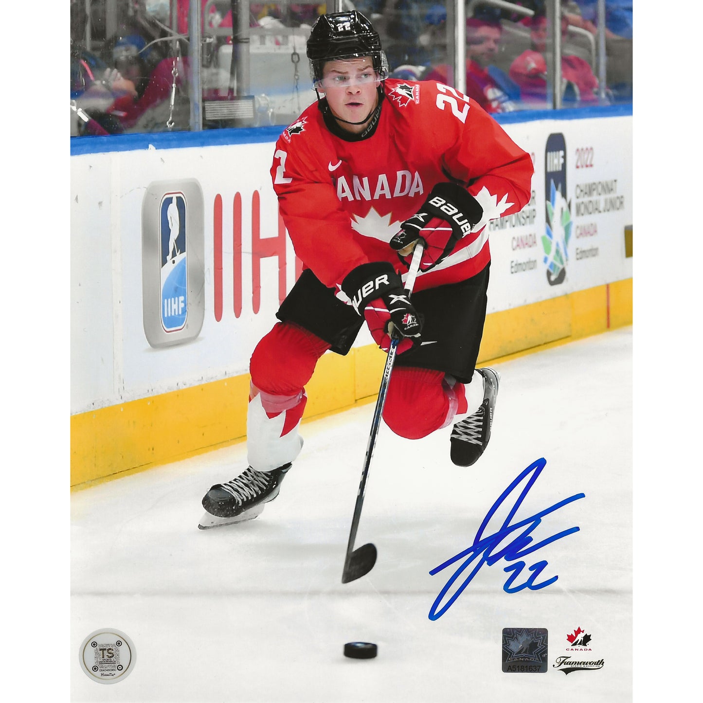 Jack Thompson Autographed Team Canada Skating with Puck 8x10 Photo