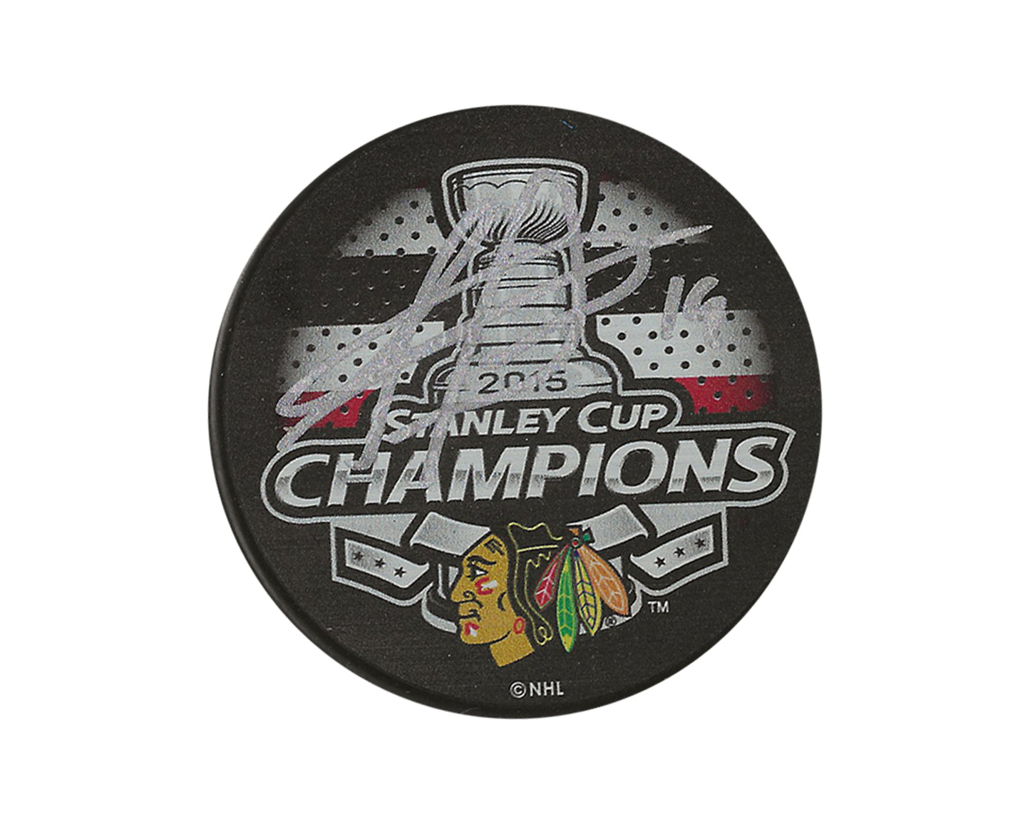 Jonathan Toews Autographed Chicago Blackhawks 2015 Stanley Cup Souvenir Puck