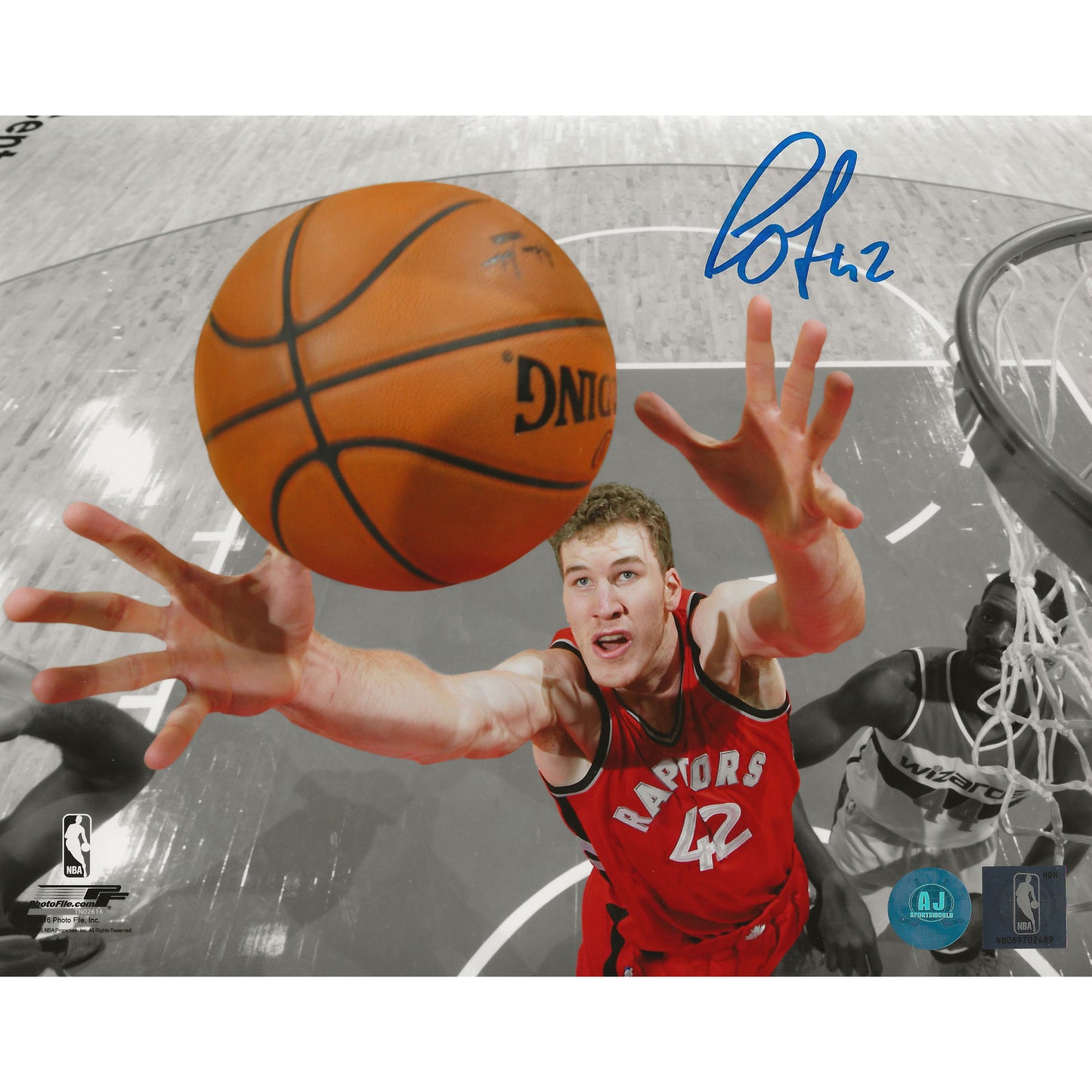Jakob Poeltl Autographed Toronto Raptors Net Cam Spotlight 8x10 Photo