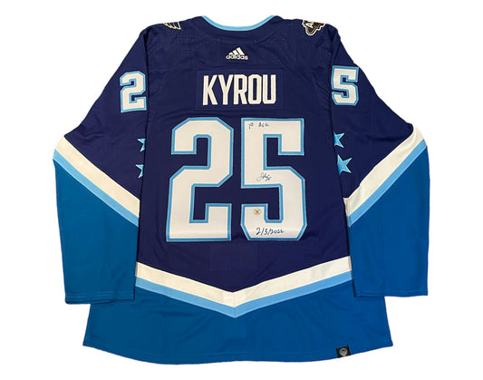 Jordan Kyrou Autographed 2022 All-Star Game Blue St. Louis Blues Adidas Jersey Inscribed