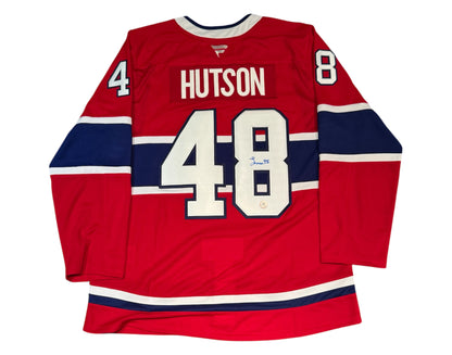 Lane Hutson Autographed Montreal Canadiens Home Red Fanatics Premium Jersey