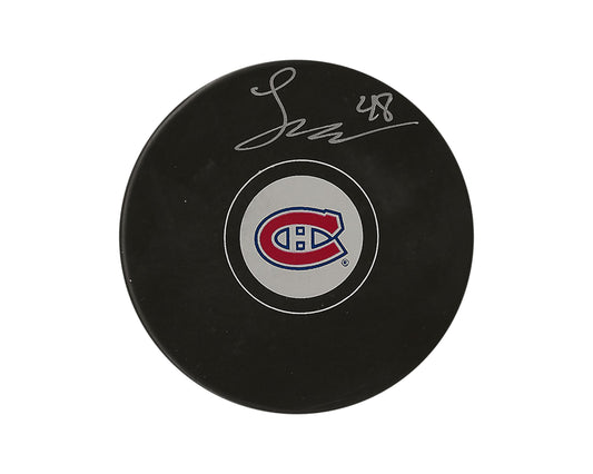 Lane Hutson Autographed Montreal Canadiens Autograph Model Puck