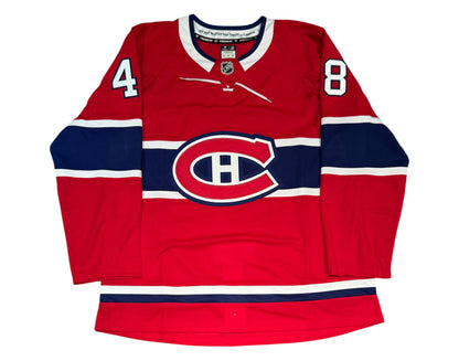 Lane Hutson Autographed Montreal Canadiens Home Red Fanatics Premium Jersey