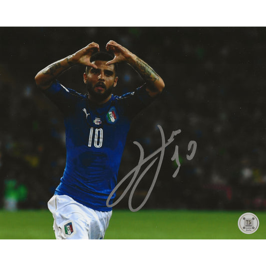 Lorenzo Insigne Autographed Italian National Soccer Team Heart Celebration 8x10 Photo
