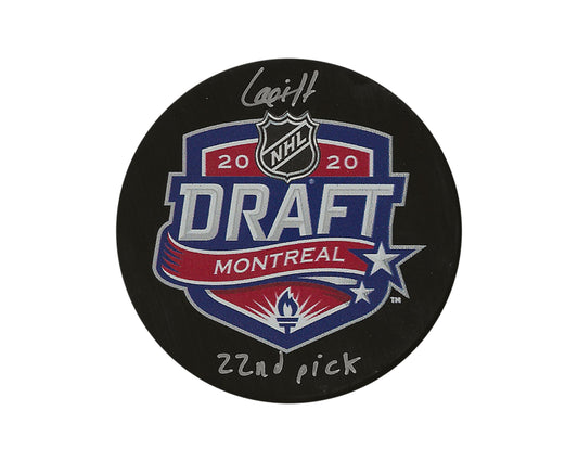 Hendrix Lapierre Autographed 2020 NHL Draft Puck Inscribed "22nd Pick"