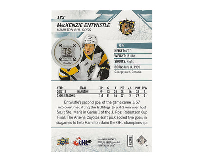 Mackenzie Entwistle Autographed 2018-19 Upper Deck CHL #182 Hockey Card